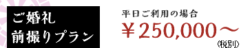 ご婚礼前撮りプラン：平日ご利用の場合 \250,000
